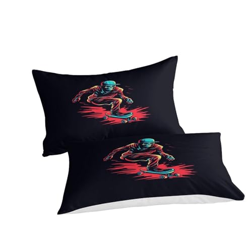 Parure de lit 3 pièces crâne et skateboard housse de couette double 200x200 - 5