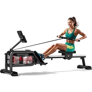 VOWVIT – Remo para el hogar, remo de agua con monitor Bluetooth y soporte para tableta, aplicación Kinomap compatible con remo de agua, fácil montaje, tamaño máximo del usuario 210 cm