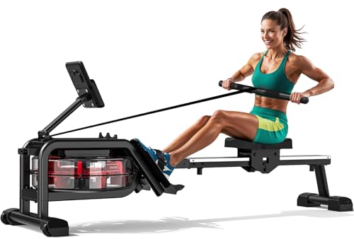 VOWVIT - Remo para el hogar, remo de agua con monitor Bluetooth y soporte para tableta, aplicación Kinomap compatible con remo de agua, fácil montaje, tamaño máximo del usuario 210 cm