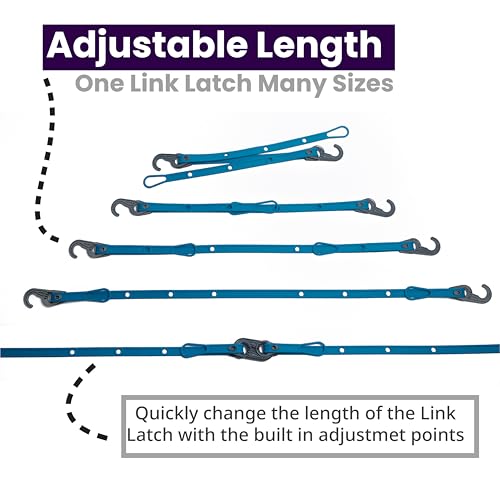 Image of Mella Link Latch Multi-Configuration Adjustable Bungee Cords with Hooks - Flat Silicone Bungee Straps with Hooks - Expandable 8 inch-36 inch Bungee Tie Down Fastening System (3-Pack)