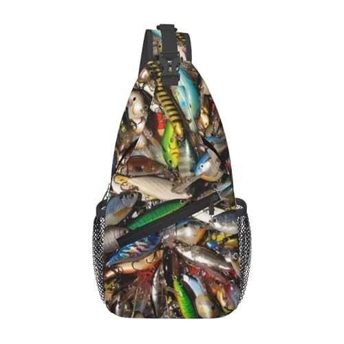 Sacoche homme pour le fitness et le cyclisme avec motif appât de pêche anti-encombrement