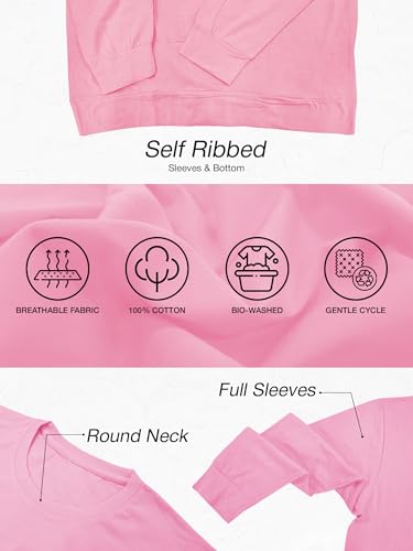 Image of STATUS MANTRA Women's Cotton Round Neck Regular Fit Sweatshirt | Full Sleeves and Smile Printed | Comfort Colour T-Shirt | Available in Multicolor & Size Small to 2XL