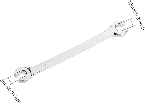 Flare Nut Wrench, 8mmx10mm Metric Double Open End, High Carbon Steel and Chrome Plating, for Household Maintenance and General Repairs