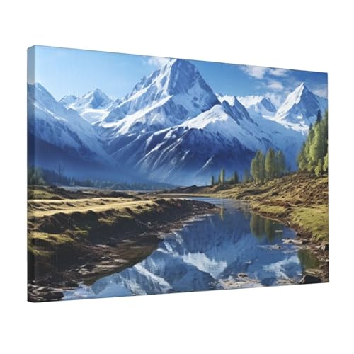 Impression HD montagnes enneigées sur toile premium 30x45 cm