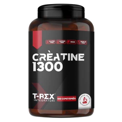 T-Rex Integratori, Créatine Monohydrate - Complément alimentaire pour la Masse Musculaire, Booster Énergétique Pre Workout (Comprimé, 100 comprimés)