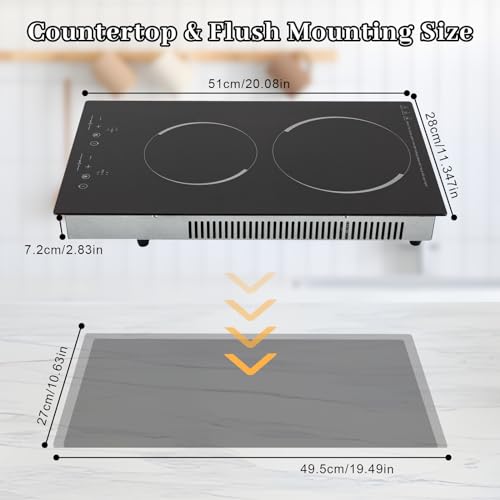 Electric Ceramic Cooktop with Plug, 1500W 110V Portable Induction Cooktop 2 Burners Electric Built-in Cooktop Sensor Touch Control Countertop Electric Hot Plate, 9 Heating Level - Image 5