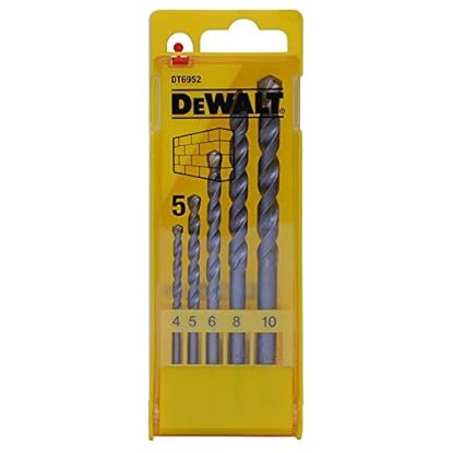 Foto di DEWALT SET PUNTE PER MURATURA - Set 5 punte punte per muratura in cassetta di plastica. Diametri: 4, 5, 6, 8, 10 mm DT6952-QZ