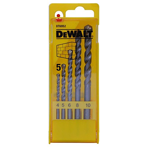 DEWALT Steinbohrer-Set DT6952 (5-teiliges Set in Kunststoffkassette - Ø 4, 5, 6, 8, 10 mm, geeignet für den Einsatz in Beton, Mauerwerk, Natur- und Kunststein, Ziegel)