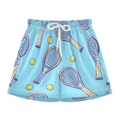 Toddler Boys Swimwear Swim Trunks with Compression Liner 4T Tennis Racket Blue