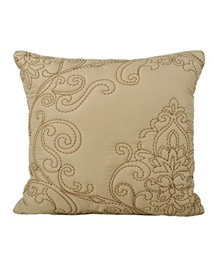 Bytide Quilt Bedspread Oversized King 4 Piece Bedding Set 120" X 120" Elegant Antique Classy Damask Embroidery With Scallop Edges, Ultra Soft Lightweight Coverlet, Brown #TOP5