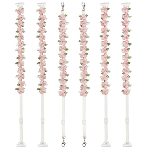 Image of FREEBLOSS 3 Pairs Decorative Bra Straps Adjustable Floral Bra Straps Replacement for Women Invisible Dress Strap for Strapless Dress Multicolor