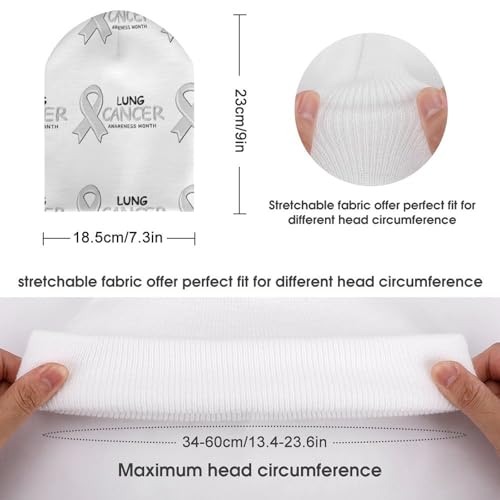 I Wear White Lung Cancer Awareness Month Kids Beanie Hat for for Girls Boys Children Cap Winter Knitted Chemo Cancer Headwear Accessories Gifts Decoration2