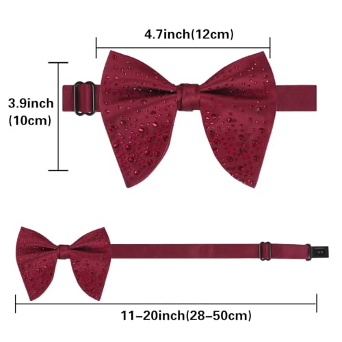 Image of Alizeal Velvet Pre-tied Adjustable Bow Tie for Men Oversize Formal Solid Tuxedo Bowtie