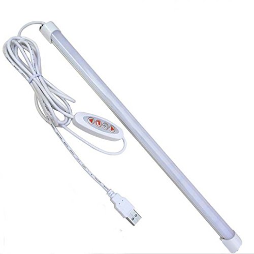 BHCLIGHT USB Powered Portable Dimmable（Max 600lm,14inch,White,48 led） 5V 5W light 3 Color Temperature For Under Counter/ Kitchen/Bookcase/Closet/Cabinet/Showcase/Work Table/Storage Shelf Lighting