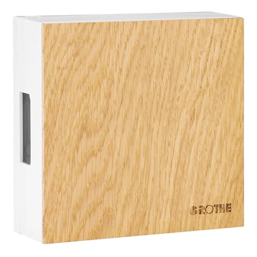 Grothe Mechanischer Gong klassischer Zweiklang-Gong Türklingel Max. 80 dB(A) Batteriebetrieb möglich Hochwertiges Echtholzfurnier Eiche GONG Quadro 100 (Klarer & satter Ton durch echten Glockenstahl)
