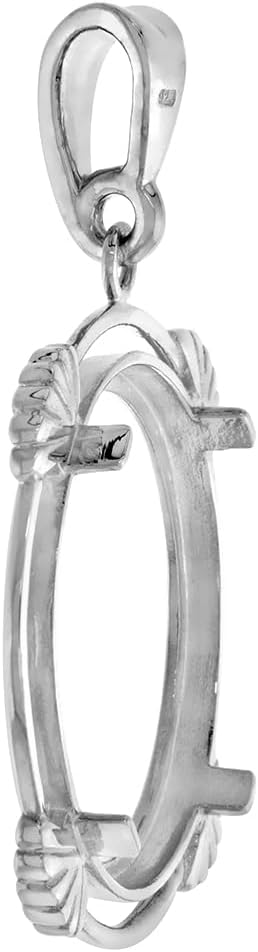 Sterling Silver Clamshell Edge Quarter Dollar Bezel Pendant for 24 mm Coins Prong Back 25 Cent Coin NOT Included
