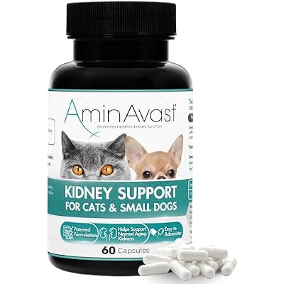 AminAvast Small Dogs & Cat Kidney Support - Promotes Healthy Kidney Support In Cats & Small Dogs - 300mg, 60 Capsule