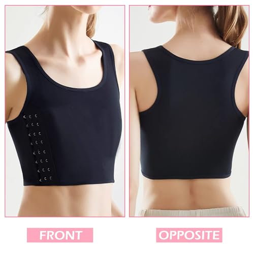 Brust Binder für Transgender, Tomboy Brust binder Unterwäsche Tanktops Bandage Trans Breathable Side Haken Bustier BH Damen Korsett Sport BH Tank Tops Korsetts Kurzer Chest Binder Top für Damen, XL