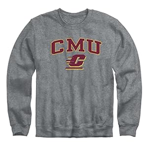 Barnesmith Central Michigan University CMU Chippewas Adult Unisex Crewneck Sweatshirt, Spirit, Charcoal Grey, Large