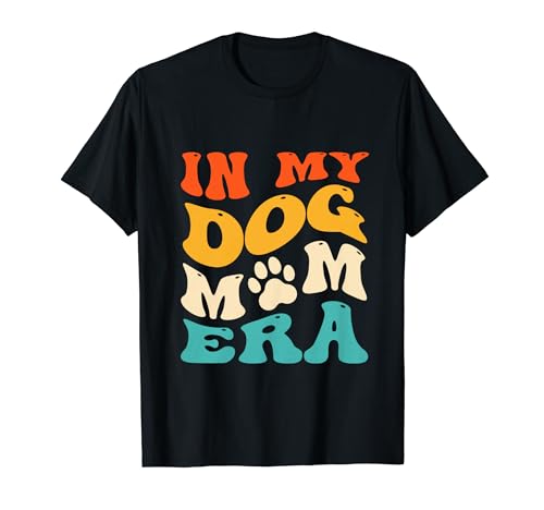 In My Dog Mom Era Divertente Cane Mamma Retro Groovy Maglietta