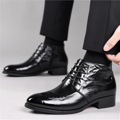 Mens Genuine Leather High Top Boots Business Casual Dress Shoes Soft Sole Warm Fleece Lined Winter Footwear British Style2