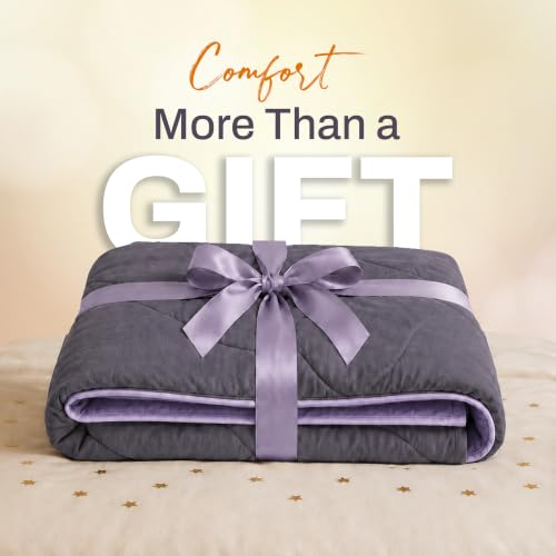 Image of DECORUM Reversible Comforter Double Bed 250 GSM | Charcoal Grey & Lilac | Ultra Soft Microfiber Quilt | All Season Lightweight Comforter | (228 X 223 CM)