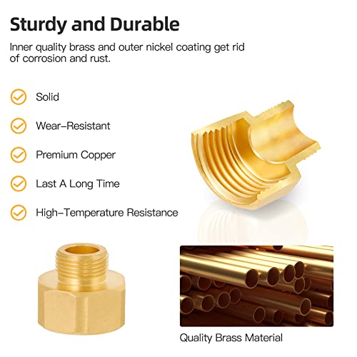 Brass G1/2 Female To G3/8 Male Reducer Adapter,Water Pipe Fitting,Compression Fitting With Rubber Washer For Kitchen Bathroom Water Faucet 2Pcs (Female) #TOP3