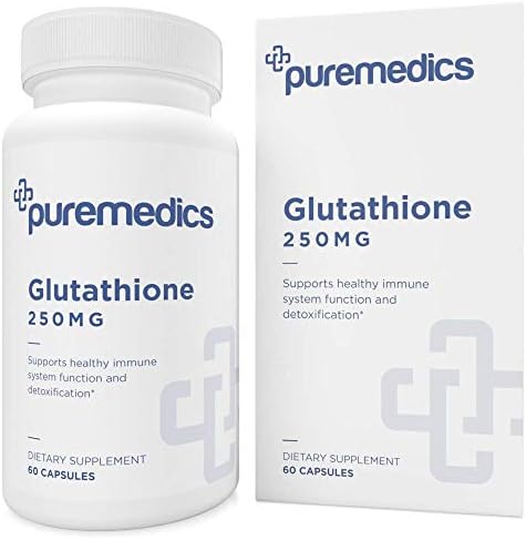 PUREMEDICS Reduced Glutathione Supplement - Gluthatione Supplement for Immune Support and Detoxification - Formulated by Doctors - Pure & Hypoallergenic - 3rd Party Certified - Vegan - 60 Capsules