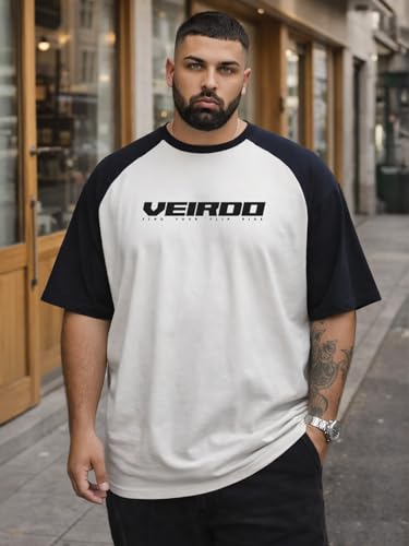 Image of Veirdo Men's 100% Pure Cotton Half Sleeve Plus Size Printed T-Shirt with Raglan Sleeve Stylish Comfortable & Durable Tees (Sizes: 2XL to 5XL)