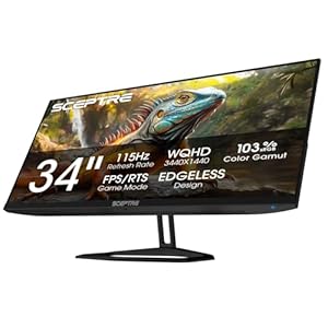 Sceptre Prime Monitor de 34 pulgadas 3440 x 1440 hasta 115Hz 103% sRGB DisplayPort HDMI Altavoces integrados, color negro máquina 2026 (Serie E345W)