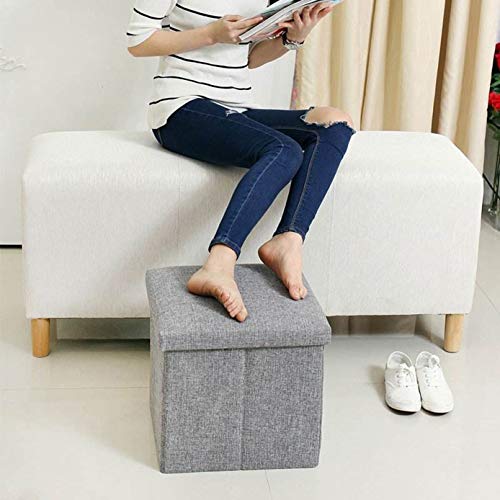 Ronsta Storage Ottoman, Foldable Cube Ottoman With Storage For Children, Foot Rest, Cloth Foot Stools And Ottomans With Memory Foam And Faux Linen Seat #TOP3