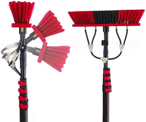 Window Cleaning Water Fed Pole Brush Kit with Soap Dispenser Telescopic Extendable Solar Panel Washing Tool