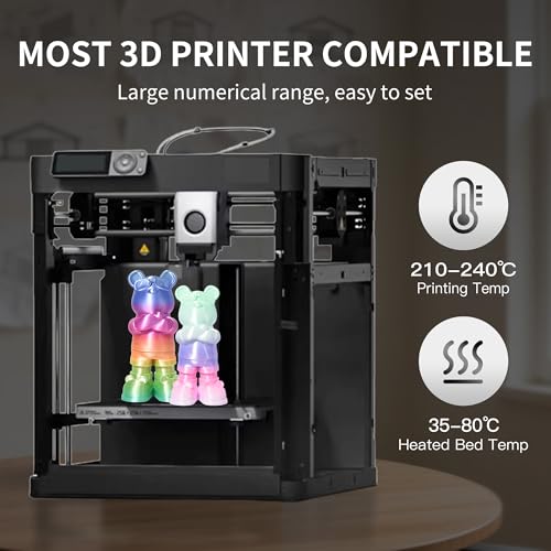 Image of RAMBERY 3D Printer Filament Bundle 500g x 4 Spools, Silk & Matte Rainbow PLA Filament, Multicolore Fast Color Change 1.75 mm 3D Printing Filament