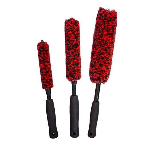 Metal-Free Wheel Brushes(3 Pack), Wheel Brush, Soft, Dense Fibers Clean Car Rim Wheels Safely…
