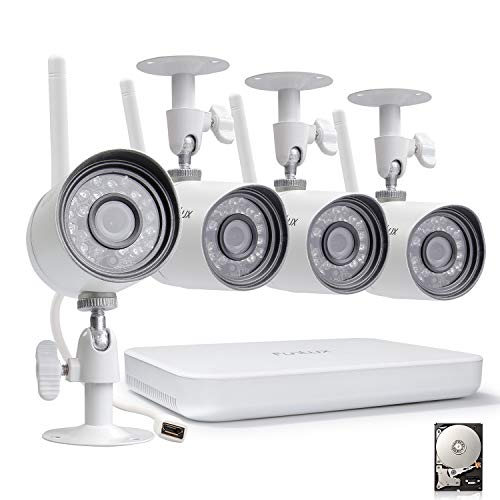 Funlux 4 Channel HDMI NVR 4 720p HD Indoor Outdoor Wireless Home Security Camera System Local and Cloud recording available