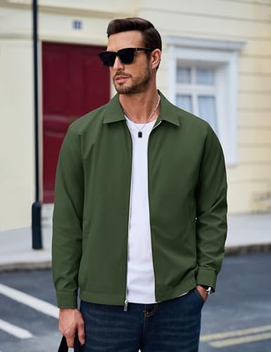 Image of MAGCOMSEN Men's Lightweight Jackets Full Zip Up Light Coat Laydown Collar Jacket Casual Windbreaker Jacket with Zip Pockets