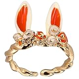 Ciieeo Anillo Abierto Ajustable Orejas de Conejo para Mujer Anillo Animal Diseño Infantil Accesorio de Moda para Fiestas y Reuniones Joyería Cómoda y Original