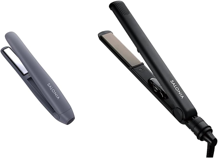 【セット買い】SALONIA コードレス ストレートアイロン 12mm ヘアアイロン モバイルバッテリー 機能搭載 軽量 前髪 SA