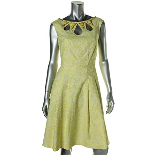 Adrianna Papell Women's Embellished Neck Fit-and-Flare Dress
