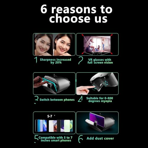 VR Headset for Phone, 5-7inch Adjustable Virtual Reality Glasses, Anti Blue Lenses 3D VR Goggles, for Mobile Games & Movies, Compatible for iOS, for Android by Yunir - Image 3