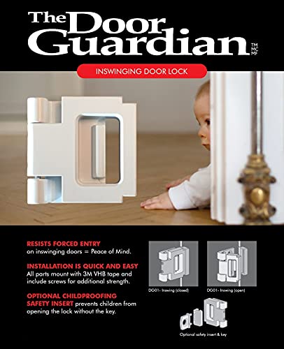 The Door Guardian - Door Lock For In-Swinging Doors, Home Security Latch Device, Childproof, Easy To Install (White) #TOP7