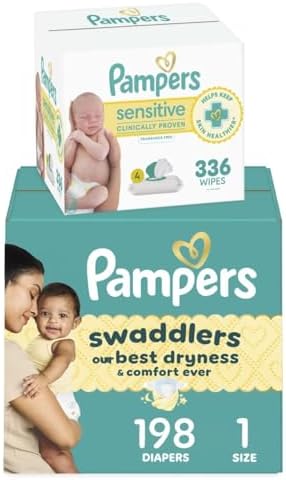 Pampers Swaddlers Disposable Baby Diapers Size 1, 198 Count with ...