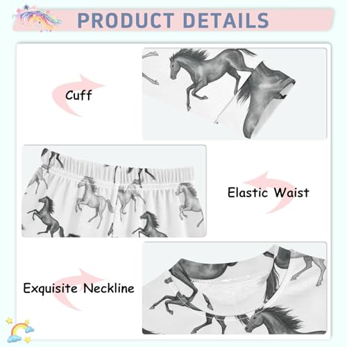 Pajama Sets Long Sleeve Horse Running Pattern Prints_1 Soft Comfy Sleepwear 2 Piece PJS 3-8T4