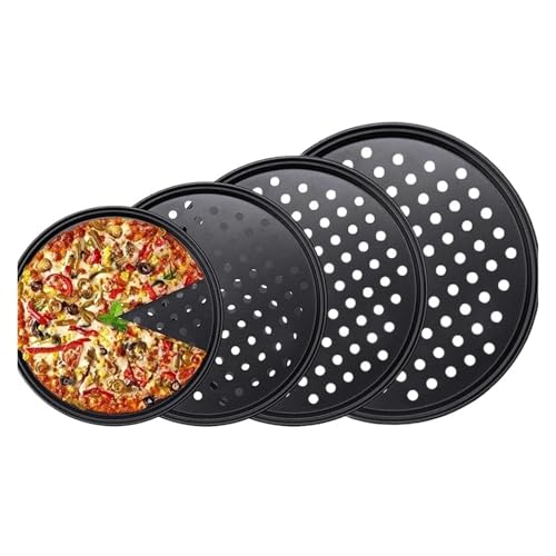 1PCS Nonstick Carbon Steel Pizza Crisper Trays Baking Pan Mold With Holes Round Deep Dish Plate(26cm with Holes)
