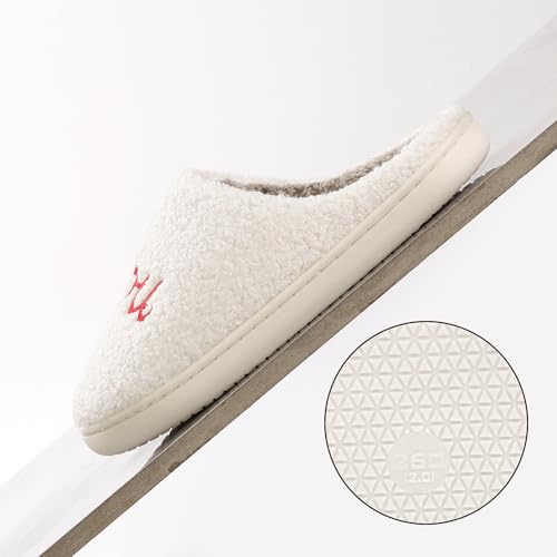 Image of Women's Men's Cute Fuzzy Heart Slippers Memory Foam Fluffy Couple Slippers Cozy House Indoor Outdoor Shoes