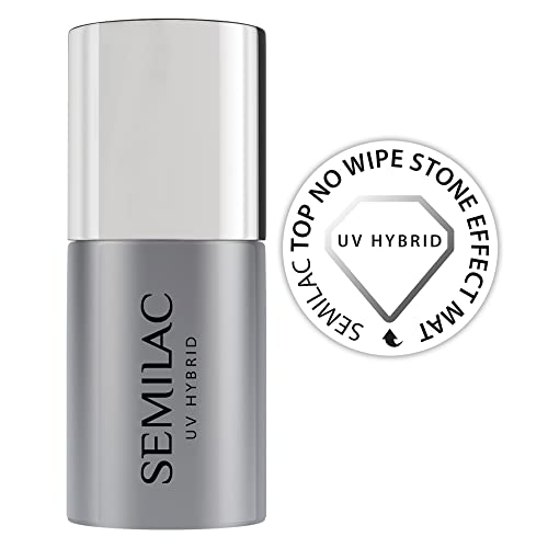 Semilac Capa Superior no Limpia | Efecto Piedra Mate | Eficaz de Larga Duración, sin Limpiar, Capa Superior de Gel, Resistente a las Grietas | Fácil de Aplicar | 7ml