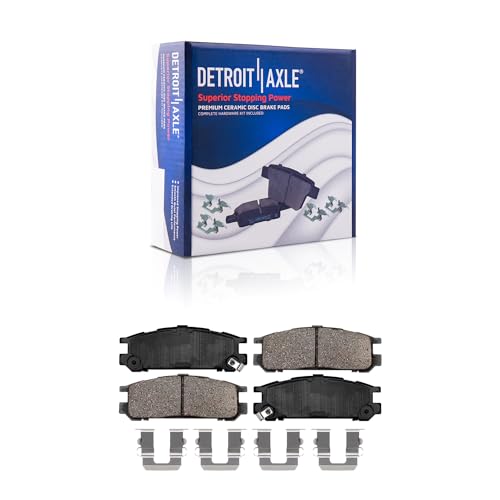 Image of Detroit Axle - Brake Kit for 1997-1999 Subaru Legacy, 1998 Impreza, Drilled & Slotted Disc Brake Rotors Ceramic Brakes Pads w /Hardware Front & Rear Replacement