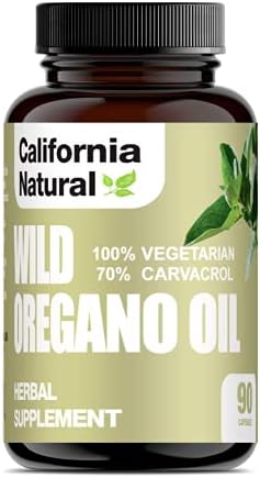 Wild Oregano Oil Vegetarian Soft Capsules - California Natural - Immune System & Digestive Support - Promote Gut Health & Healthy Digestion - 100% Vegetarian - 70% Carvacrol - Herbal 90 count