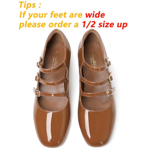 Mostrin Mary Jane Shoes Women Chunky Low Heels Round Toe Pumps for Women Adjustable Buckle Strap Dance Shoes Work Office Party Dress Shoes3