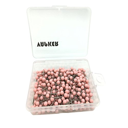 VAPKER 1/8 Inch Map Tacks Round Plastic Head Push pins with Stainless Point(Box of 300 Pink Color pins)